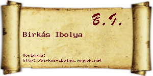 Birkás Ibolya névjegykártya